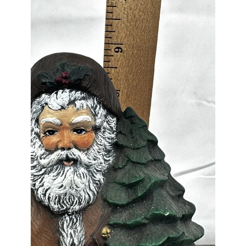 Vintage Ceramic Santa Claus Figurine with Beaver‎ Tail Hat 9.5